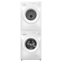 PLUS会员: Midea 美的 洗烘套装 10公斤滚筒洗衣机全自动+热泵烘干机 蒸汽除菌 除螨除潮 MG100V11F+11F
