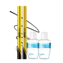 美宝莲极细防水眼线液笔 黑色小金笔【双支装】 赠眼唇卸40ml*2不晕染