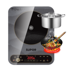 苏泊尔（SUPOR）秘镜系列 家用电磁炉 2200W大功率 电磁灶火锅炉 低辐射 爆炒炒菜 多功能电磁炉套装带锅C22-ID71E