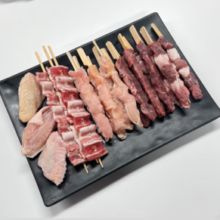 鲜香肉嫩！游牧御品 牛羊肉串鸡翅五花肉 烧烤食材组合630g