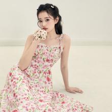 10点开始：LEDIN 乐町 甜茶玫瑰连衣裙夏季女装法式裙海边度假风吊带碎花裙
