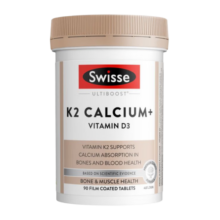 Swisse K2钙维生素D钙片 骨骼片 90片*1瓶 柠檬酸钙 促进钙吸收 K2钙