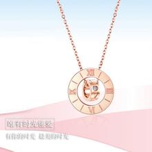 Max&Love 环环相扣钻石项链女款双环钻石吊坠锁骨链合金套链 罗马时光 精美包装 附鉴定证书 精美包装
