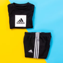 PLUS会员！adidas 阿迪达斯男童时尚休闲长袖套装黑 FR5305
