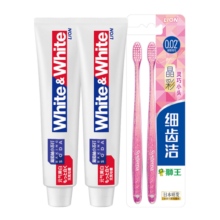 狮王（Lion）美白牙膏套装2+2（WHITE&WHITE葡萄柚小苏打*2+晶彩牙刷两支装）