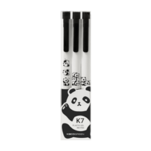 KACO GREEN 熊猫派对K7按动中性笔高颜值0.5mm双珠笔黑色签字笔水笔学生用刷题笔3支/盒