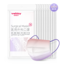 维德（WELLDAY）成人医用外科口罩100只渐变粉情侣口罩男女无菌防沙尘暴防飞沫透气清薄三层挂耳式10只*10袋