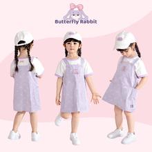 JELLYBABY 2024年夏季婴幼女童童装套装T恤吊带裙两件套 紫色 110