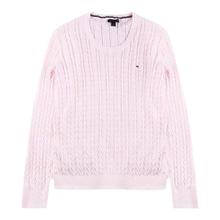 TOMMY HILFIGER 香港直发Tommy Hilfiger女士毛衫细麻花纹圆领粉红色时尚休闲