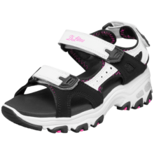 Skechers斯凯奇童鞋女童凉鞋夏季露趾魔术贴轻质儿童沙滩鞋664133L 黑色/白色/BKW 33.5码