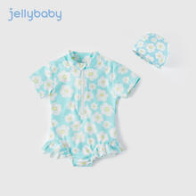 JELLYBABY 宝宝泳衣儿童夏季公主泡温泉服婴儿连体游泳衣女童泳装 蓝色 100