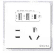 需首单、Plus会员:FDD国际电工 20W插座面板五孔2.1A双USB+Type-c 白色