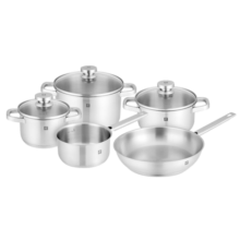 双立人（ZWILLING）大中小号汤锅奶锅煎锅 Joy系列不锈钢锅具套装五件套 德国进口