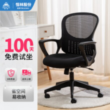 恒林 水母椅电脑椅家用办公椅可升降学生学习椅 HLC-3519黑框黑布