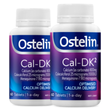奥斯特林 Ostelin 钙+维生素D3+K2 cal-dk2钙片VD3 中老年孕妇补钙 60粒*2瓶 14岁以上 澳洲进口