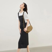 需首单礼金：DUIBAI 对白 女式吊带牛仔连衣裙 DDQ028B