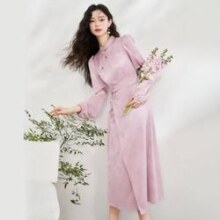 限时最后一天：限尺码：WESTLINK 西遇 新中式国风长袖旗袍领连衣裙