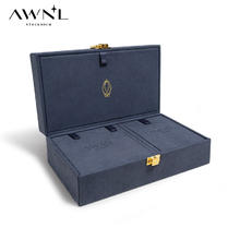 AWNL 瑞典奥锘 经典商务旅行装首饰盒收纳便携高级礼盒 蓝色
