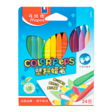 马培德Maped 塑料蜡笔24色 儿童蜡笔不脏手安全蜡笔幼儿无毒 幼儿园彩笔宝宝涂鸦绘画画笔工具礼物 CH862003