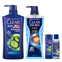 清扬（CLEAR）洗发沐浴套装 活力运动沐浴露700g+100g +清爽控油洗发水720g+100g