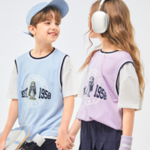 Hush Puppies 暇步士2024夏季男女童运动风圆领短袖