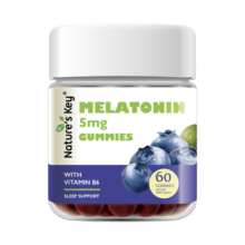 美国Nature'sKey自然之钥褪黑素睡眠软糖含维生素B6助安瓶眠60粒*1瓶
