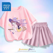 PLUS会员： JEANSWEST 真维斯 儿童纯棉短袖 裤裙套装