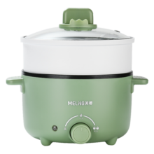 美菱（MeiLing） 电煮锅多功能电火锅电炒锅多用途煎烤涮烙炖煮一体锅学生宿舍火锅电蒸锅煮泡面锅 绿色带蒸笼(MT-DC1226) 1.2L