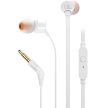 JBL T110 立体声入耳式耳机耳麦 运动耳机 电脑游戏耳机 手机有线耳机带麦可通话 珍珠白