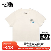 北面 短袖T恤女户外舒适棉印花短袖81UW 白色/AI0 XL
