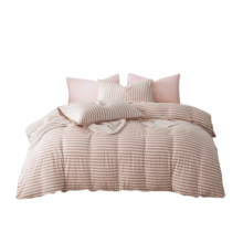 名创优品（MINISO）抗菌亲肤四件套 双人床上用品1.8米床 被套200*230cm 咖条