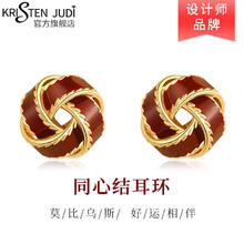 KRISTEN JUDI 925银针同心结耳环 红色