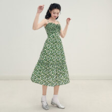 LEDIN 乐町 莫奈花园连衣裙碎花吊带长裙夏季裙子