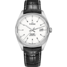 梅花（Titoni）瑞士手表男宇宙系列机械皮带男士腕表全自动机芯41mm 878 S-ST-606
