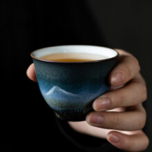 容山堂景致陶瓷墨青釉功夫旅行茶具套装盖碗茶杯一壶两杯户外便携礼盒 陶瓷墨青盖碗套装-如山