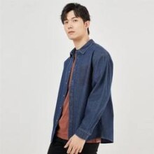 GIORDANO 佐丹奴 纯棉牛仔衬衫男款