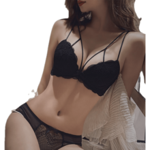 Glambody性感内衣女小胸聚拢调收副乳防下垂胸罩调整显胸大蕾丝文胸套装682217 黑色【套装】 70A