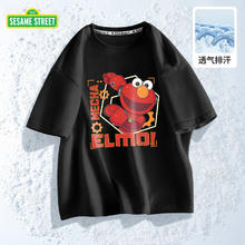 SESAME STREET 芝麻街童装男童短袖T恤潮童运动宽松薄款夏季纯棉吸汗中大童学生五分袖