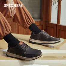 斯凯奇（SKECHERS）休闲绑带休闲皮鞋耐磨轻质舒适低帮鞋男65869 CHOC巧克力色 42