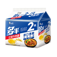 plus会员：白象 方便面多半牌袋面2代五合一红烧牛肉泡面130g*5连包