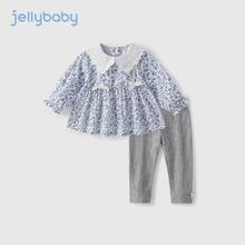 JELLYBABY 女童碎花套装春 白底花 130CM