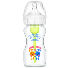 布朗博士奶瓶 玻璃宽口径奶瓶 新生儿奶瓶 防胀气奶瓶 抱抱兔 270ml 6-9月 奶嘴