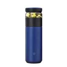 京东京造保温杯 316L不锈钢便携水杯茶水分离杯带滤网泡茶杯 幻冰蓝500ml