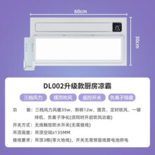 友邦（YOUPON）凉霸300*600mm集成吊顶厨房凉霸大摆页吹风照明智能温显遥控开关 DL002【旗舰款】负离子智能