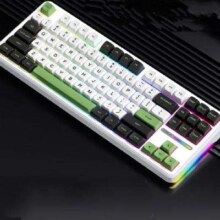 PLUS会员：AULA 狼蛛 F87 Pro 87键 三模机械键盘 旷野绿洲 灰木轴V4 RGB