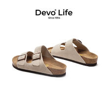 Devo Life 软木拖鞋休闲一字拖凉拖套脚情侣简约男鞋2718