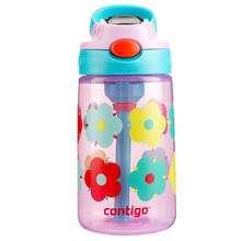 contigo 康迪克 儿童吸管塑料杯学生便携防漏运动水杯水瓶400ml 2代丨四色花 400ml