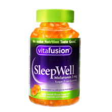 美国Vitafusion褪黑素软糖改善睡眠失眠倒时差sleepwell退黑素片维生素b6助眠安眠成人 【全新升级 3mg桃子味】褪黑素60粒/瓶
