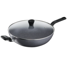特福（Tefal）平底炒锅家用不粘红心感温深型炒菜锅煎锅带锅盖少油烟燃气灶通用 B22694 炒锅 32cm