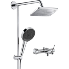 汉斯格雅（Hansgrohe）双飞雨240超大顶喷带下出水淋浴管花洒套装 升级境雨镀铬手持预售90天